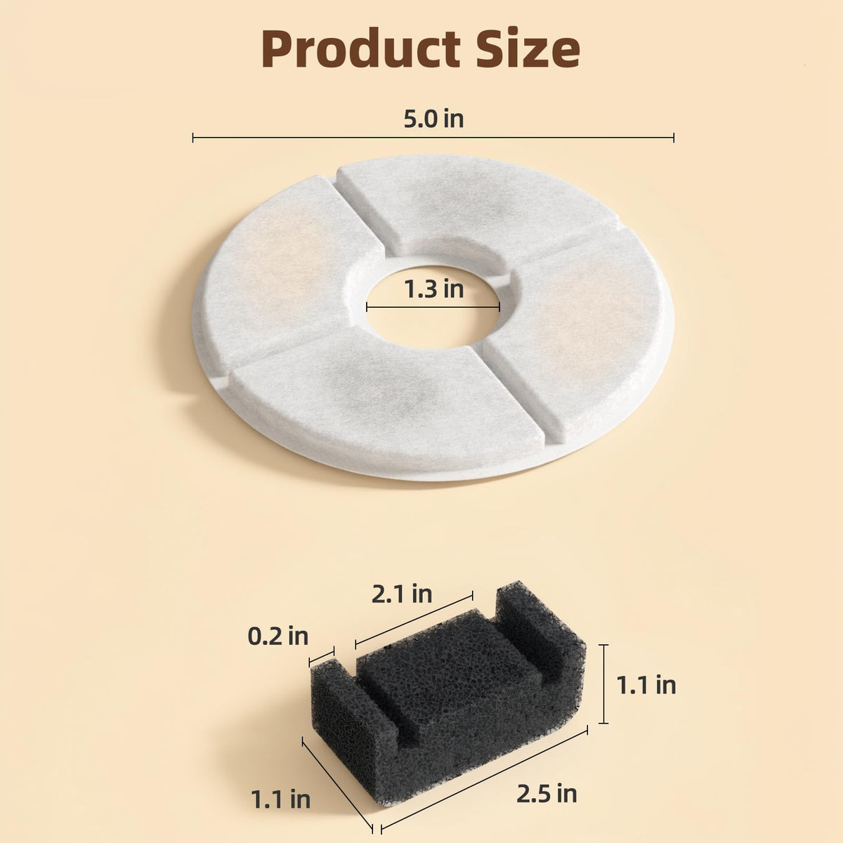 6 Pack Cat Water Fountain Filter for 81oz (Round-4 Filters+2 Sponges)