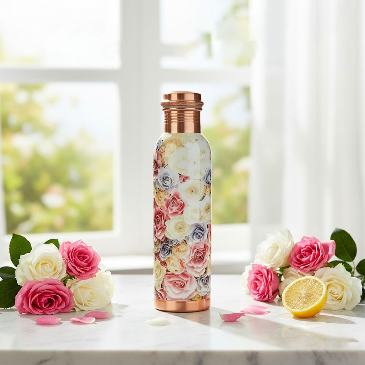 Pure Printed Copper Water Bottle (950 ml / Design 33)