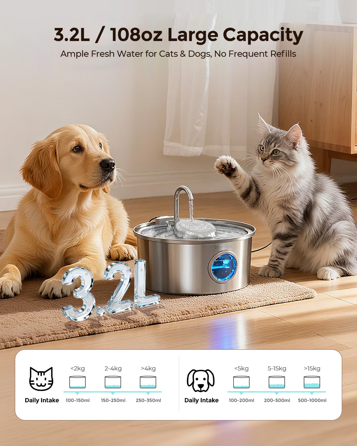 Cat Water Fountain Stainless Steel