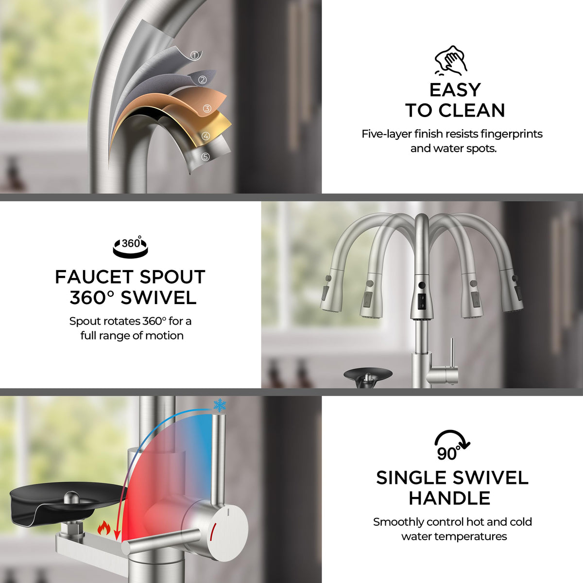 Kitchen Faucet with Cup Washer (Stainless Steel)