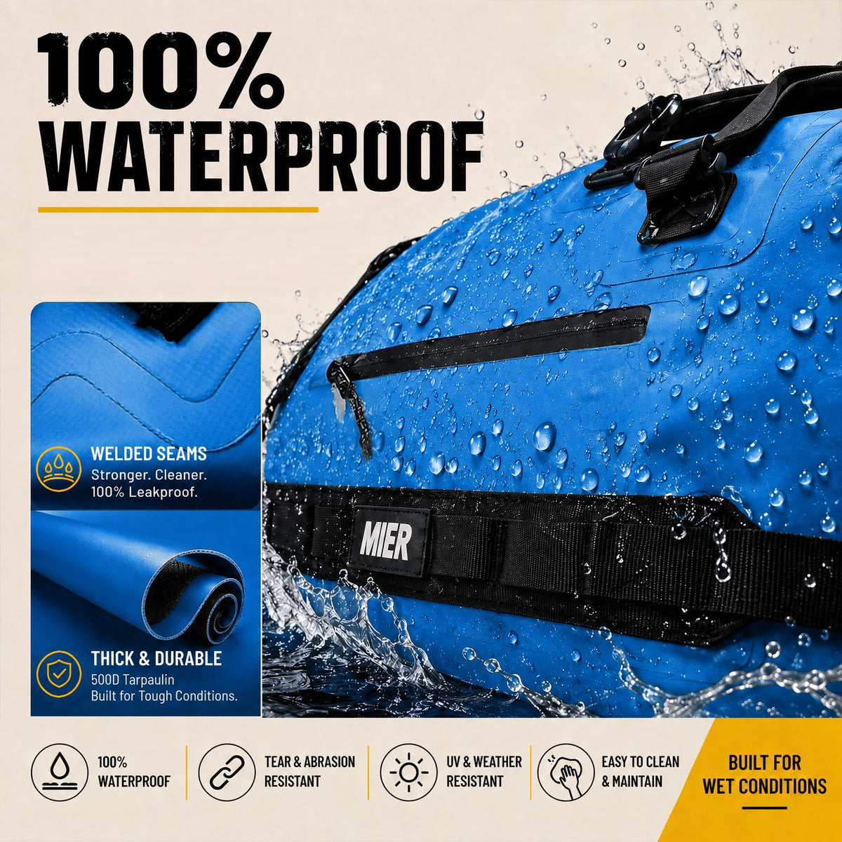 Large Waterproof Duffel Bag (Dark Blue / 80L)