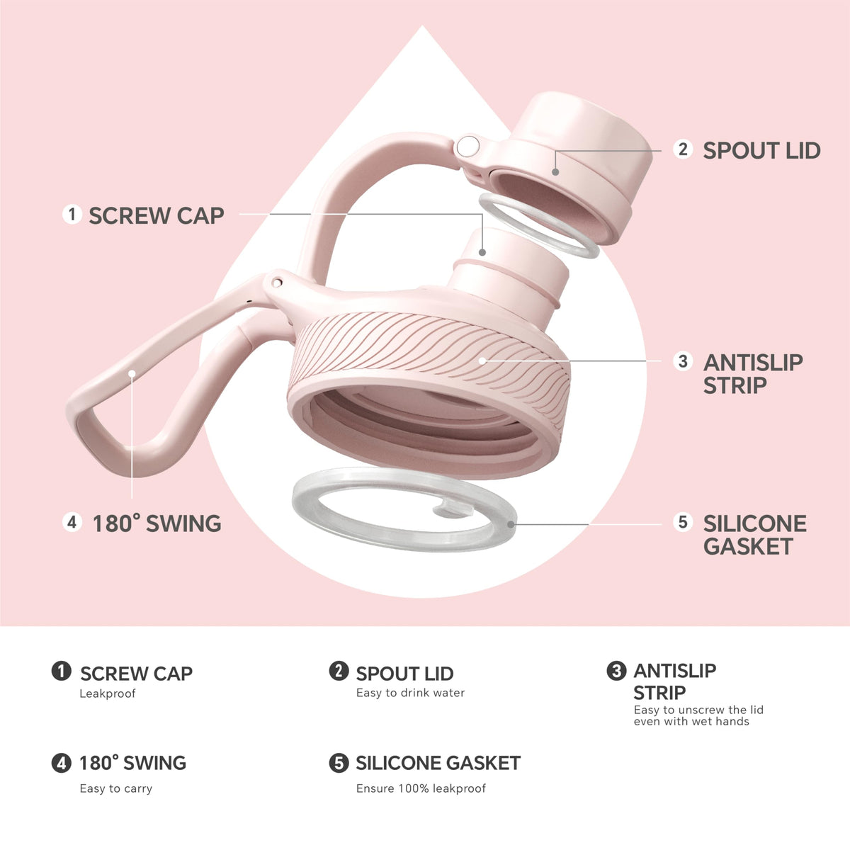 Insulated Water Bottle 12oz (Light Pink / 12 Ounces)