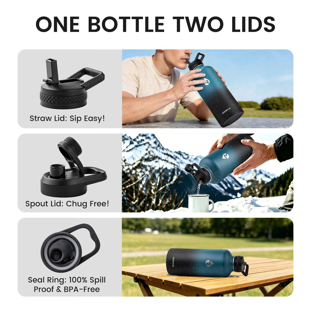 Insulated Water Bottle 87 oz (Starry Indigo Black Gradient / 87 Ounces)