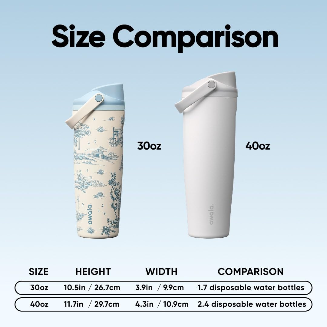 FreeSip Sway Stainless Steel Water Bottle 30 oz Toile Be Home (Toile Be Home / 30 Ounces)
