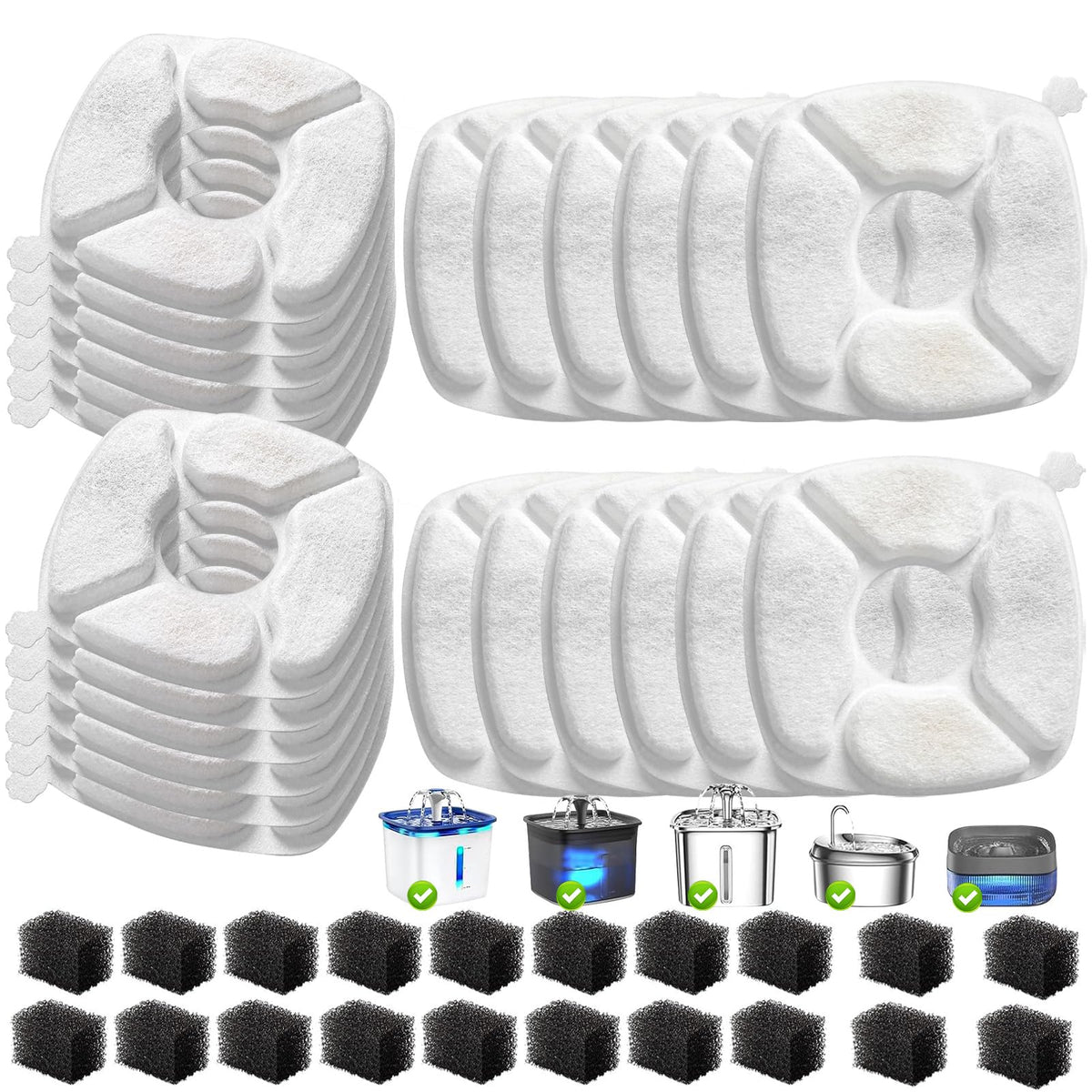 40 Pcs Cat Water Fountain Replacement Filters