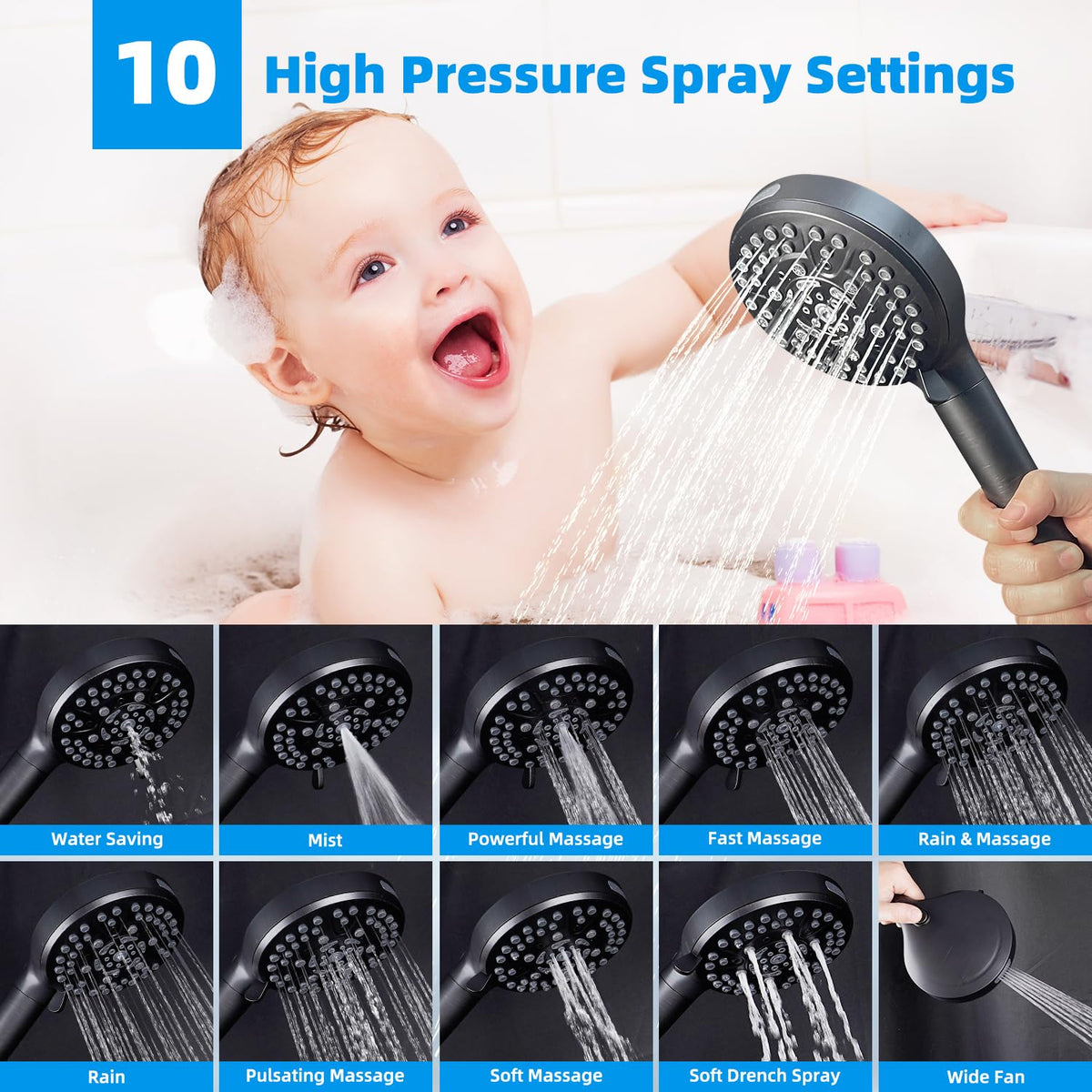 10" Dual Filtered Shower Head (Square 10'' with Filter / Oil Rubbed Bronze Finished)