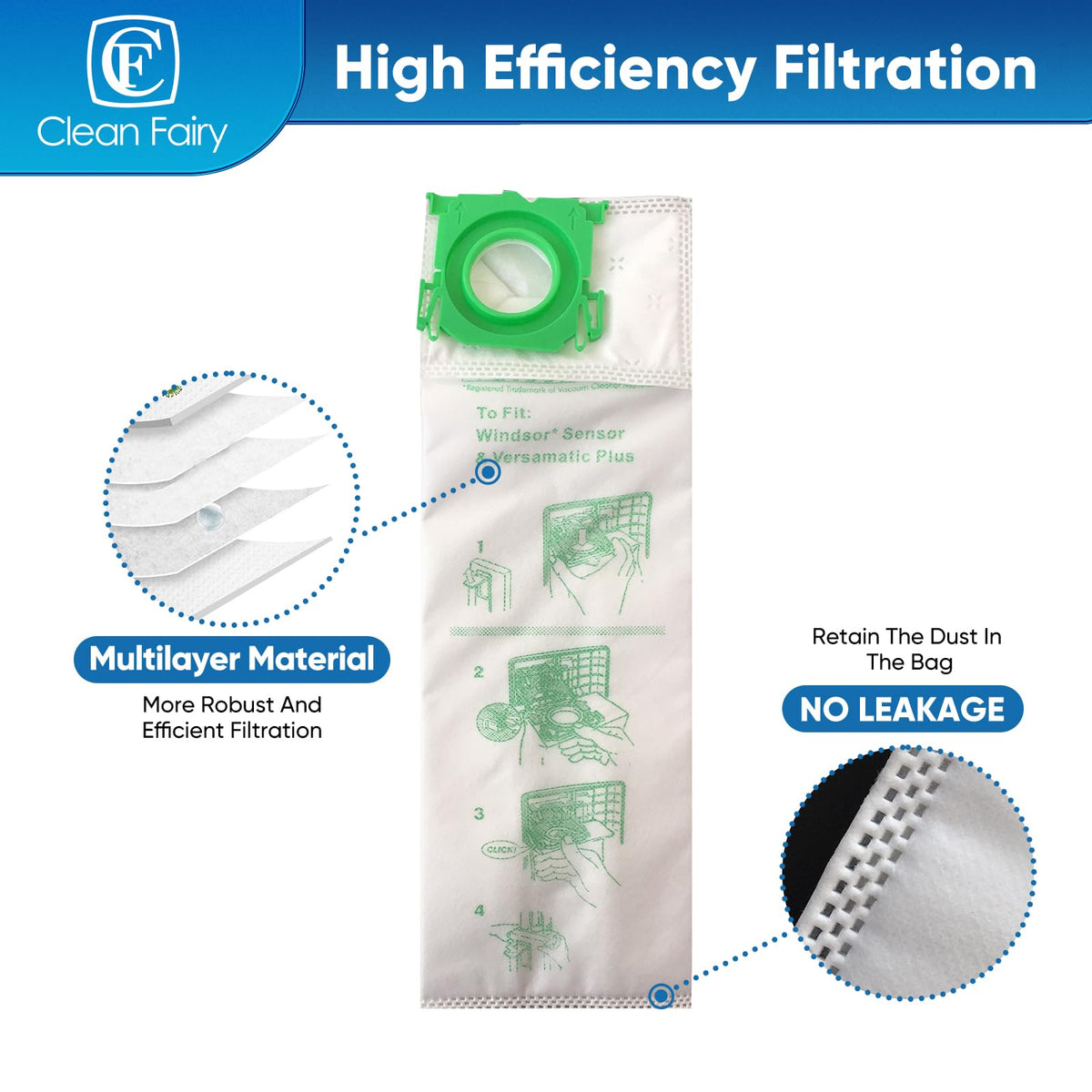12PK Micro Vacuum Bags for Sebo C