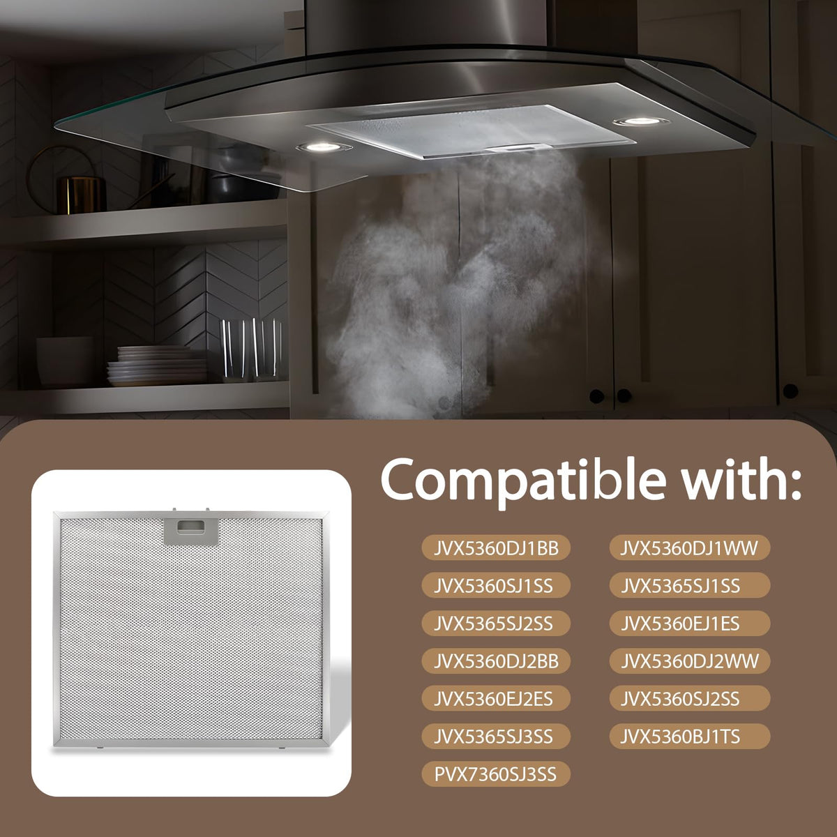 2 PCS WB02X27203 Range Hood Grease Filter Compatible with GE Range Hood JVX5360DJ1BB JVX5360DJ1WW JVX5360SJ1SS JVX5365SJ1SS JVX5365SJ2SS
