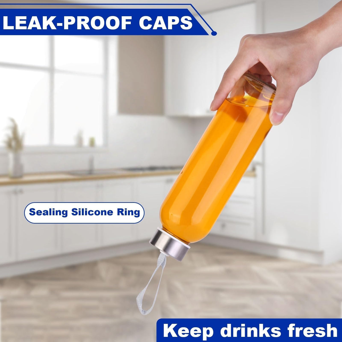 Glass Water Bottles with Lid