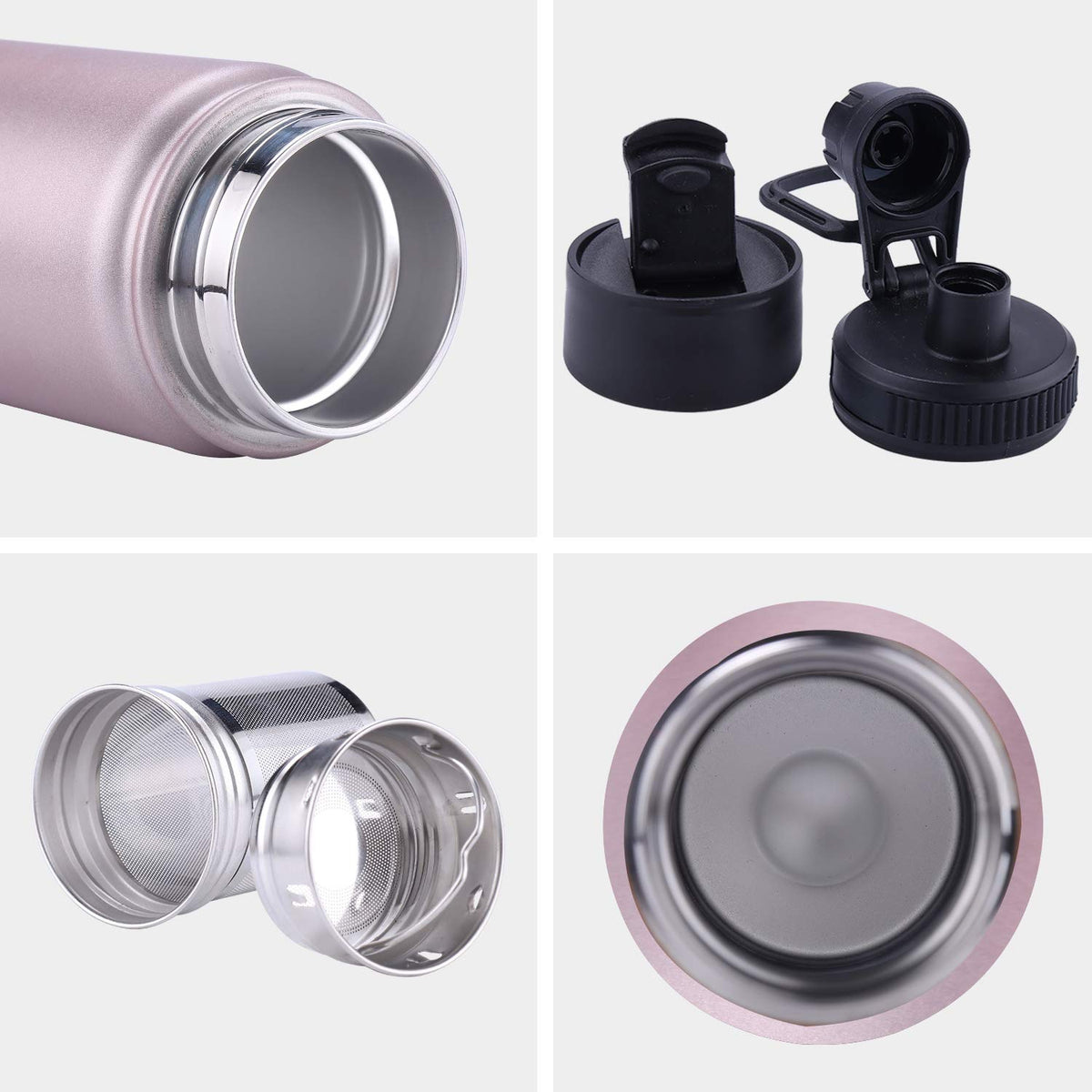 Infuser Travel Mug with Removable loose leaf Tea Strainer Tea Filter Water Bottle 18 (Rosegold / 18 Ounces)