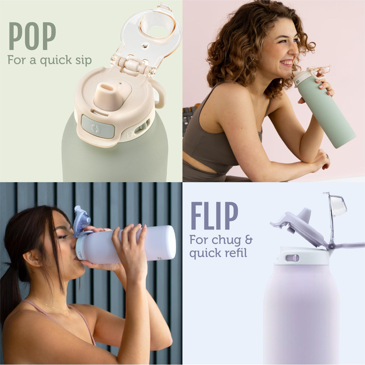 Pop & Fill 32oz Stainless Water Bottle (32oz / Sunset Meadow)