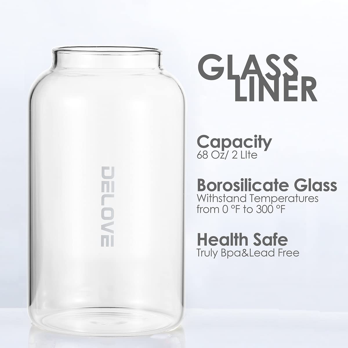 68 oz 2 Liter Glass Pitcher with Shatterproof Shell (Black)