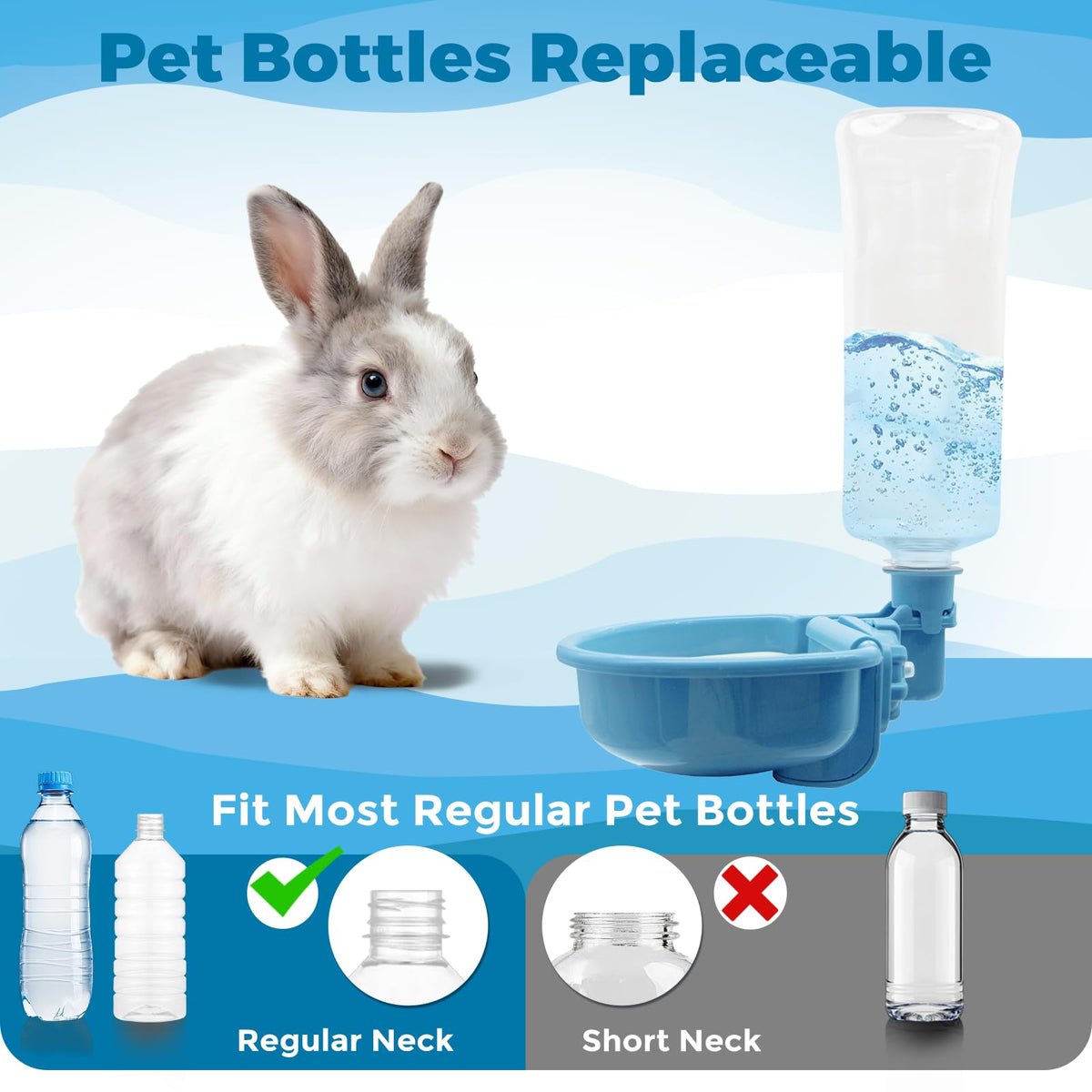 Anti Splash Pet Water Bowl for Crates (23oz / B-Blue)