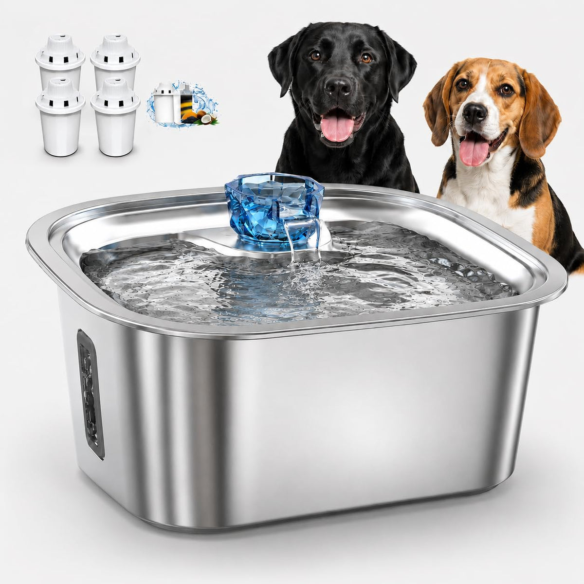 2.4 Gallon Stainless Steel Dog Water Fountain for Large Dogs