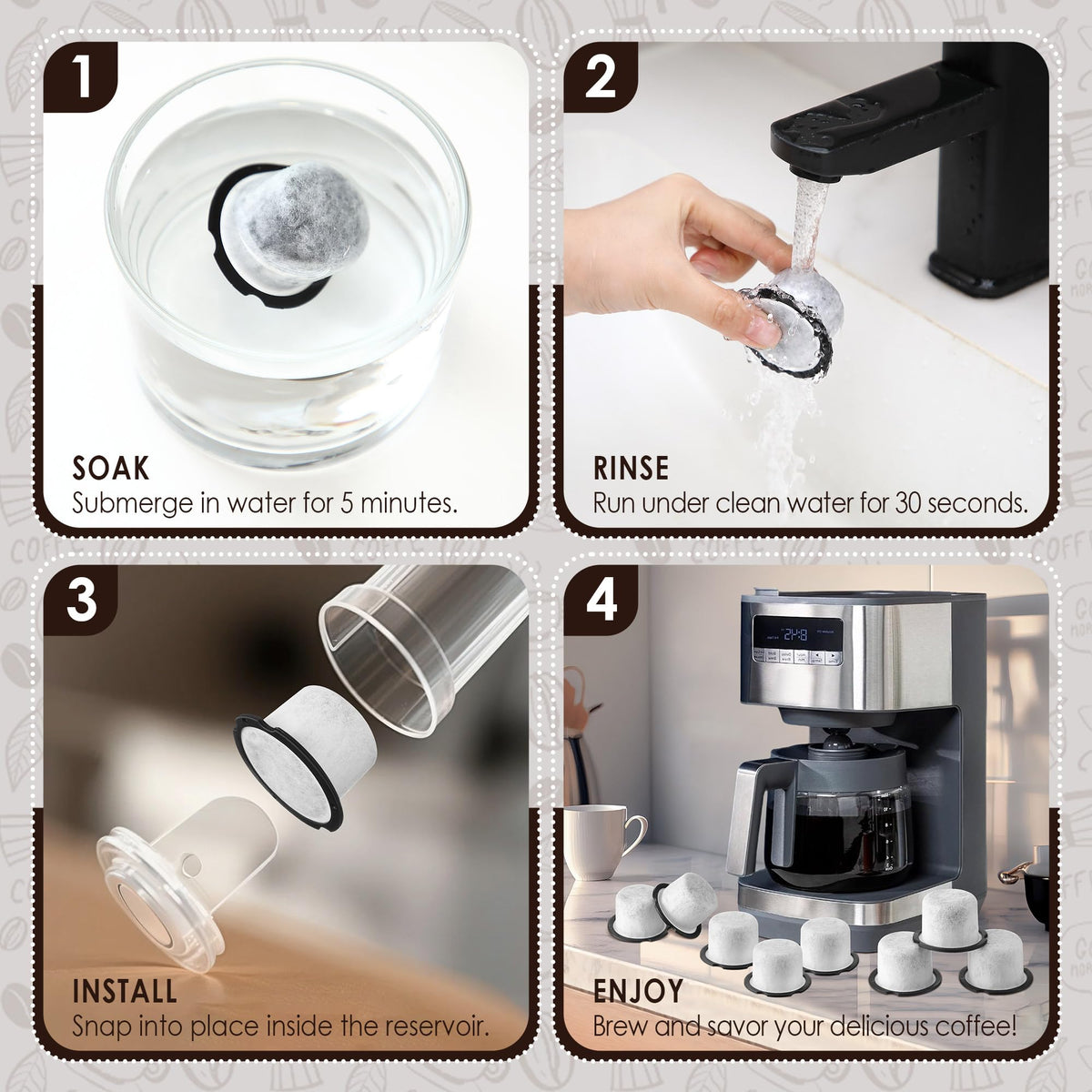 10 Pack Coffee Water Filter Compatible with Cafe and GE Profile