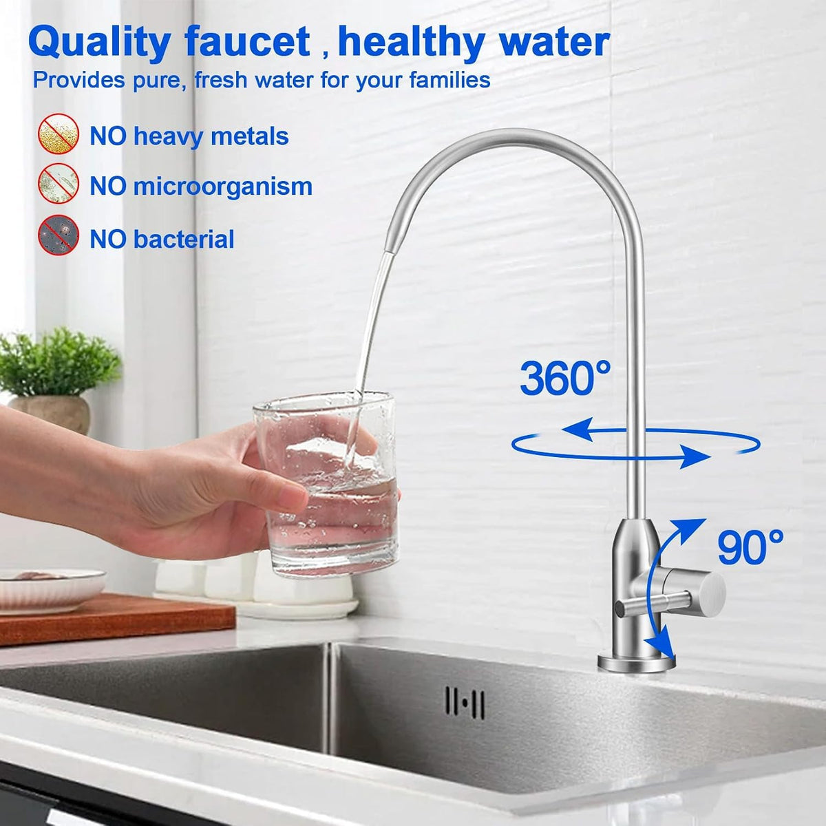 Long Stem Drinking Water Faucet (Brushed Stainless)