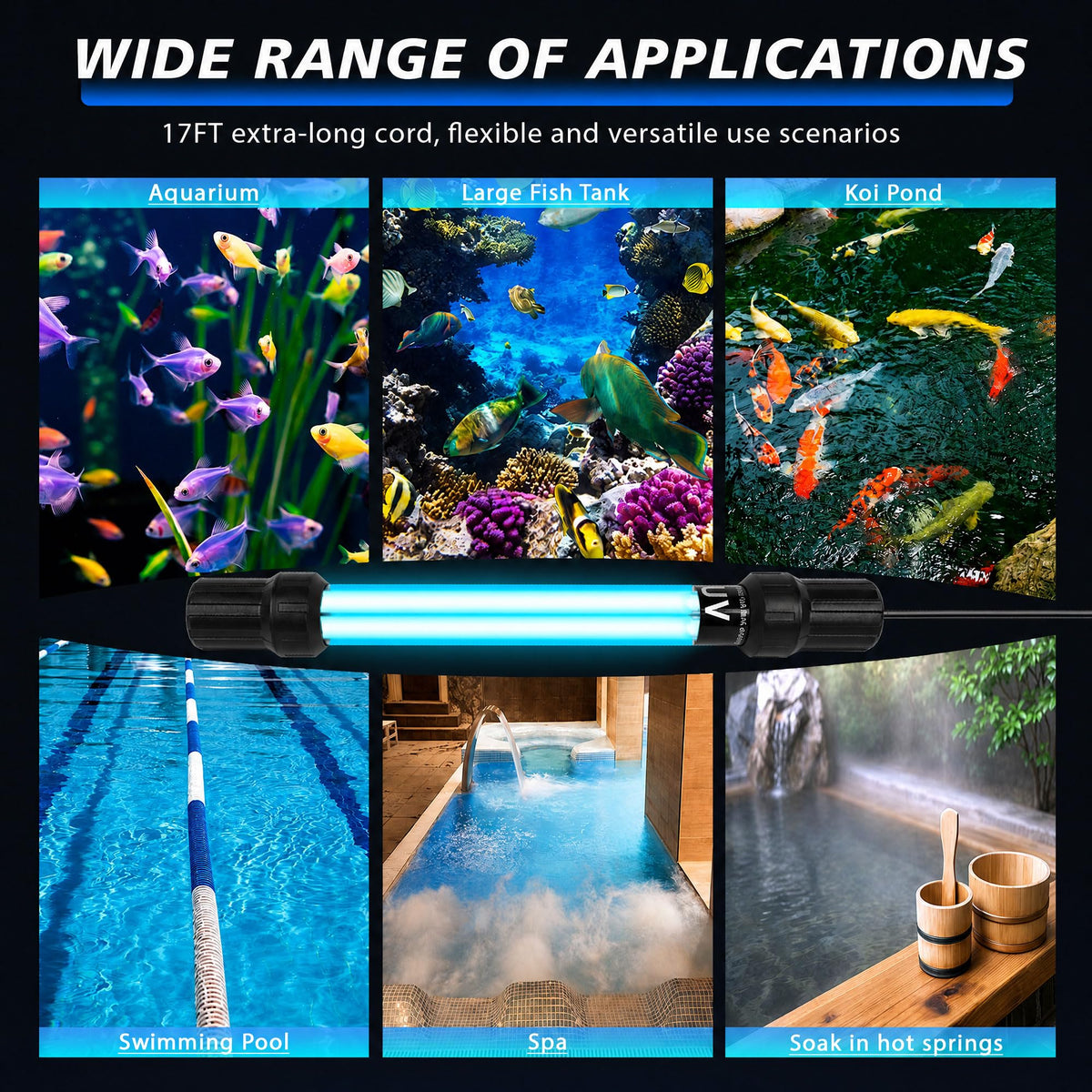 55W UV Submersible Aquarium Pool Light for 300 (55W)