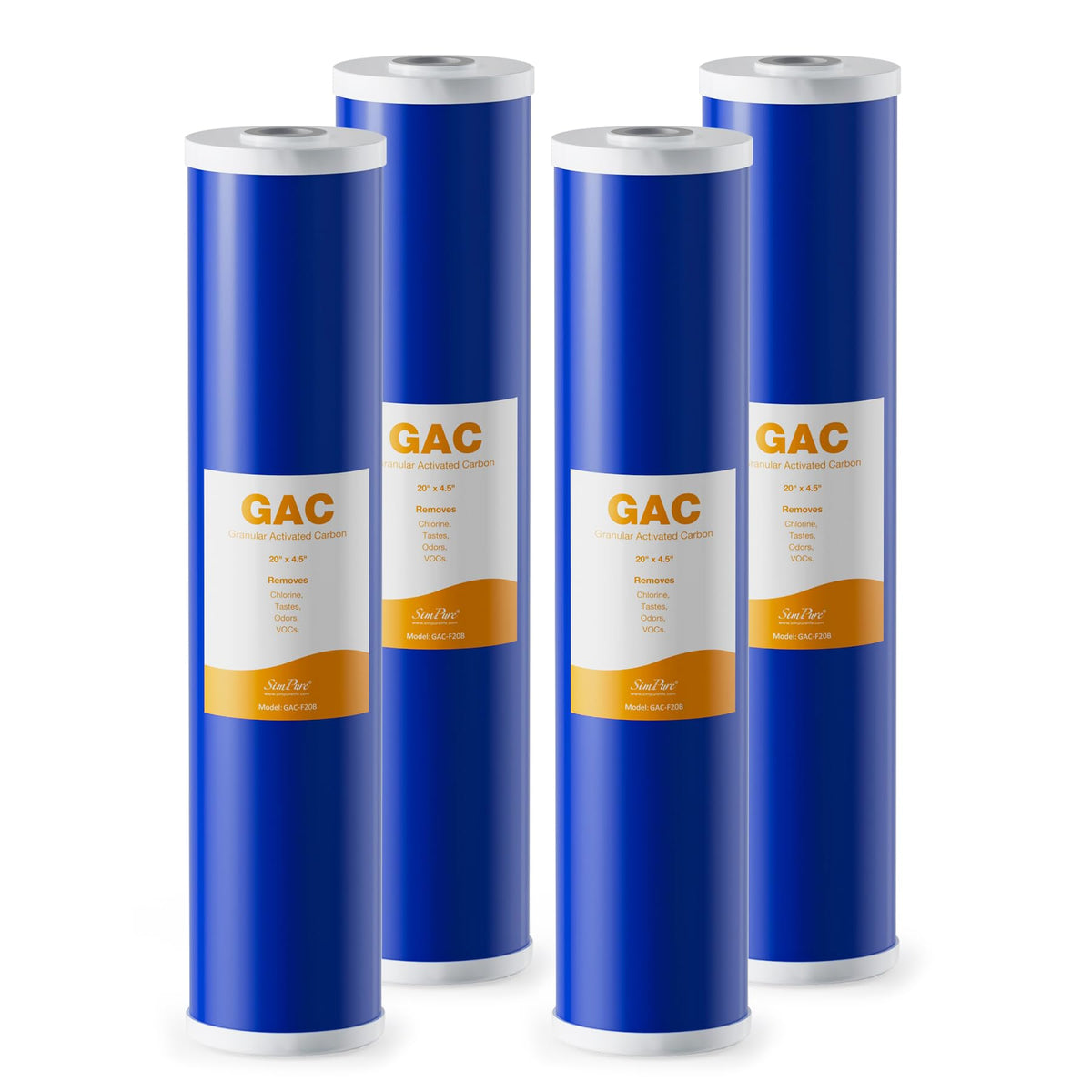 5 Micron 20" x 4.5" GAC Granular Carbon Whole House Water Filter (4 Count)