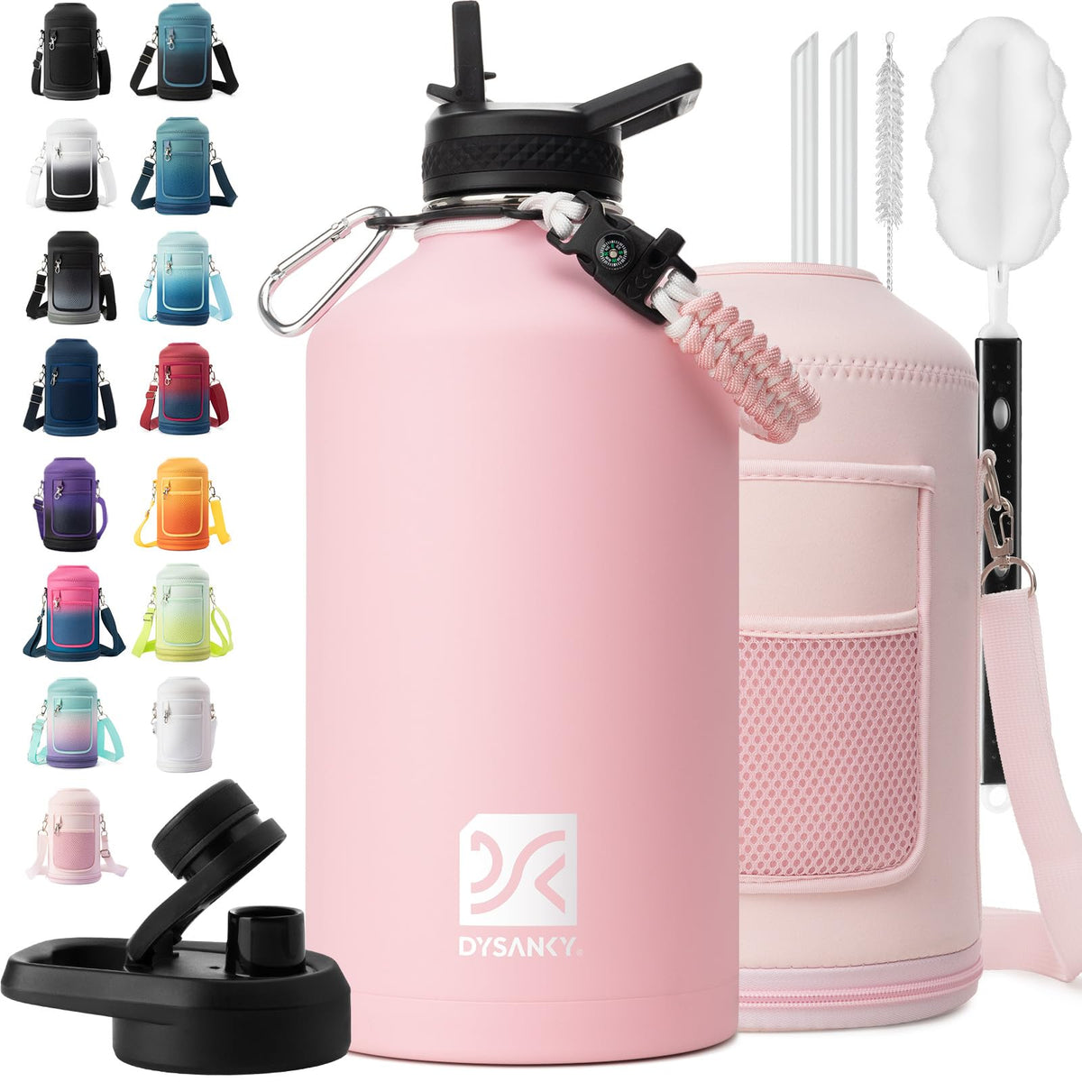 1 Gallon Insulated Water Bottle w (Pink / 128 Ounces)