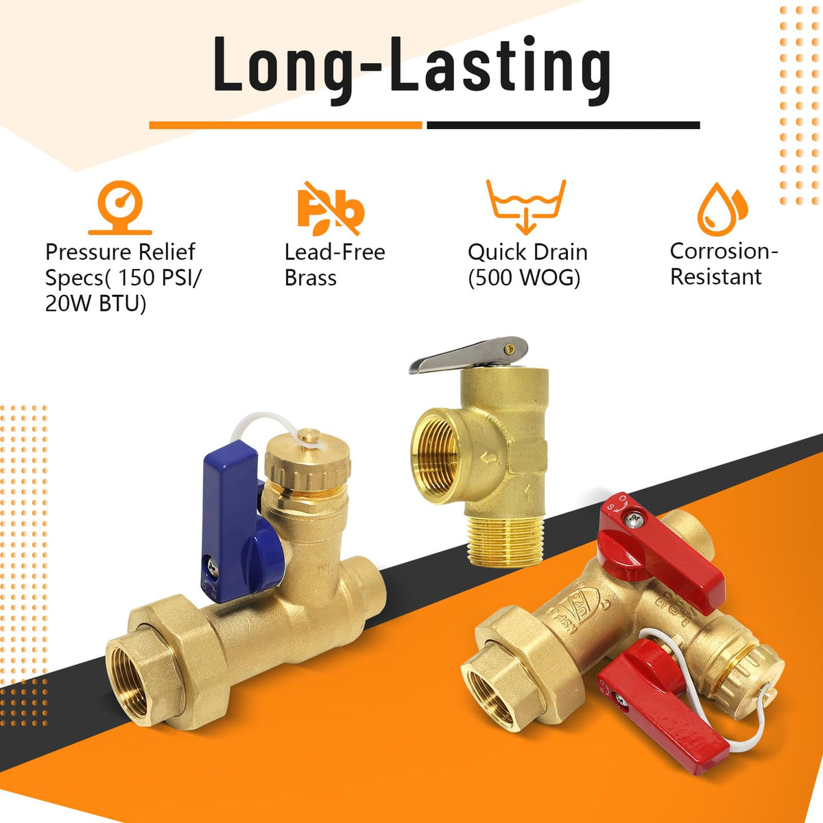 1PC HeSun 3 4" Copper Tankless Water Heater Service Valve Kit (3/4" FIP X 3/4"Copper Sweat)