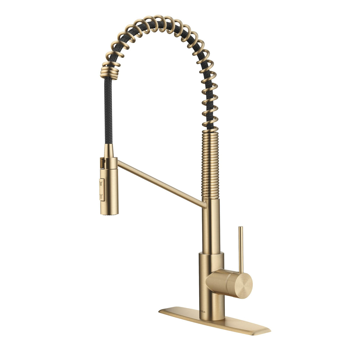 Oletto Commercial Style Single Handle Pull Down Kitchen Faucet with QuickDock Top Mount Installation Assembly in Spot Free Antique Champagne Bronze (Spot-Free Antique Champagne Bronze / Commercial Style Faucet)