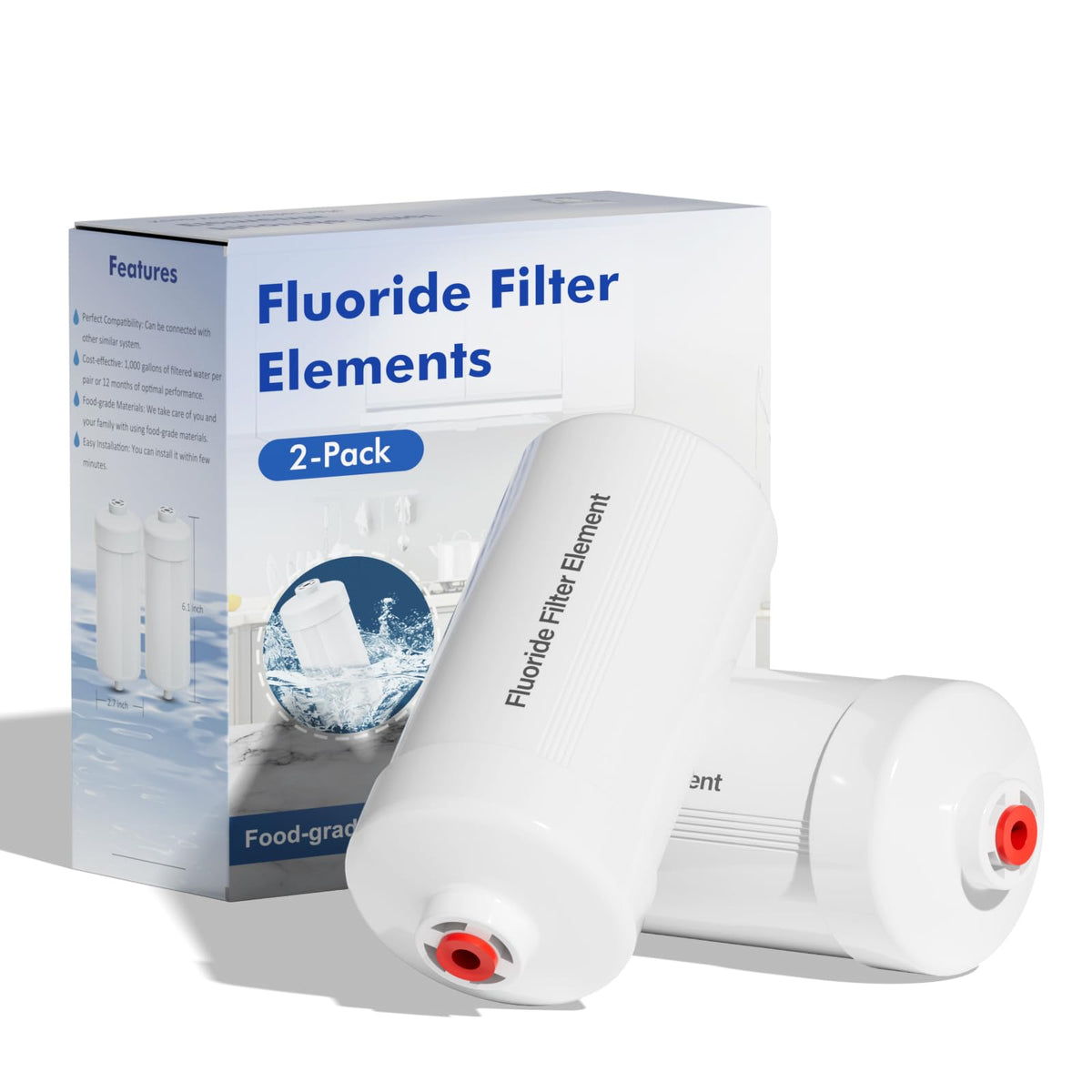 FL-2 White 5-Stage Fluoride Purification Elements, Replacement for Berlkey® PF-2® Fluoride Filters, Berlkey® Gravity Filtration System and Purewell System (2 Pack, K Series) (White)