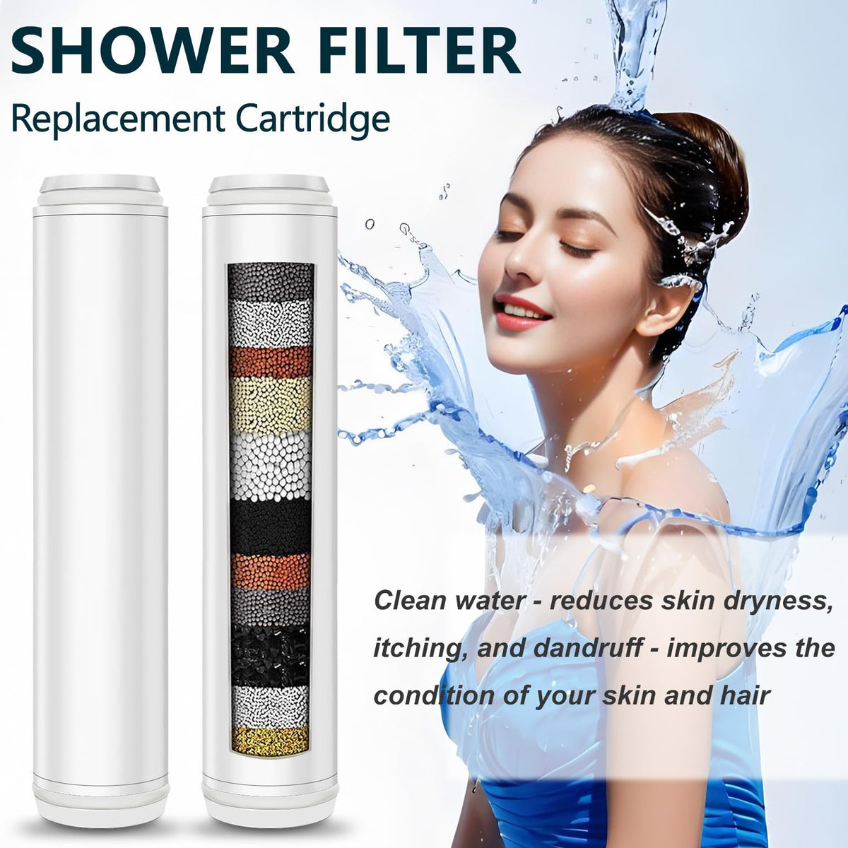 4 PACK Multi Stage Filter Replacement Compatible with PWERAN for Handheld Shower Head