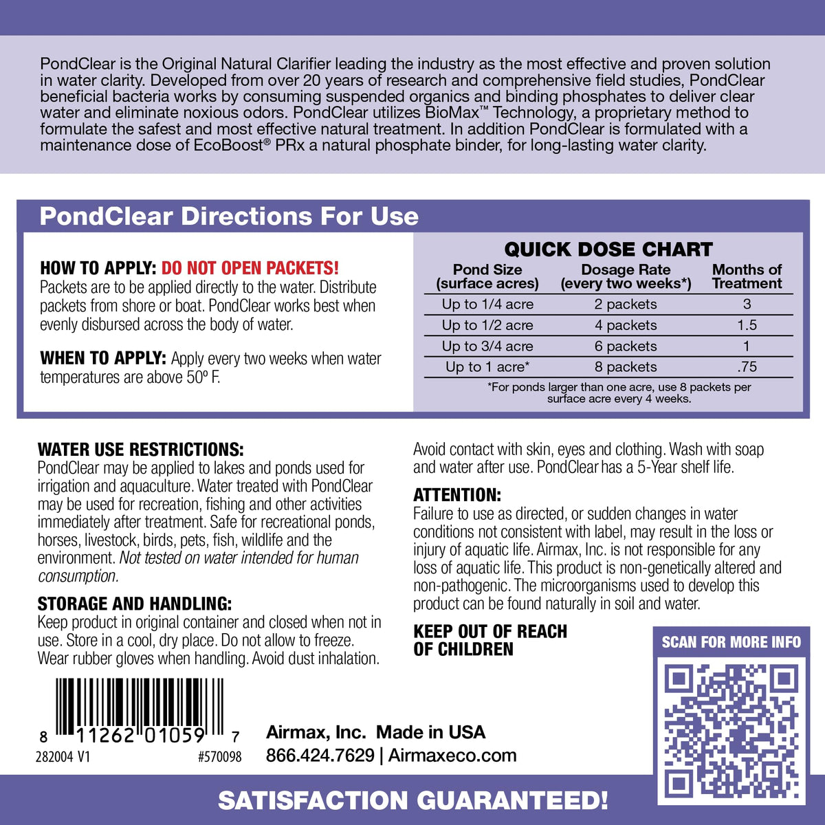 PondClear Packets Beneficial Bacteria Pond Clarifier (96 Packets)