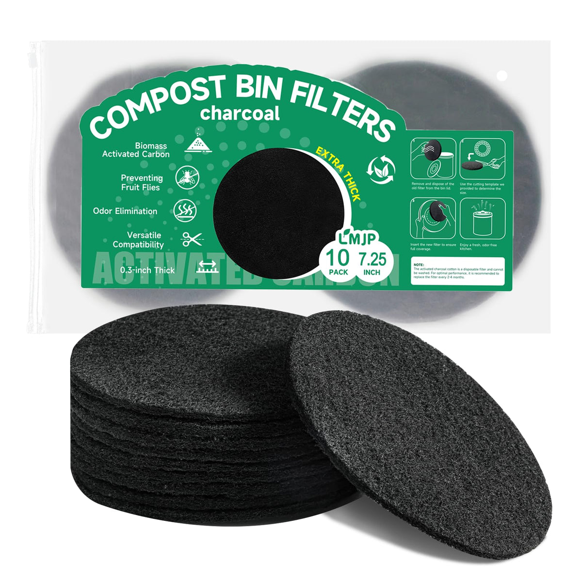 6.7 Inch Charcoal Filters 10 (10 Pack)
