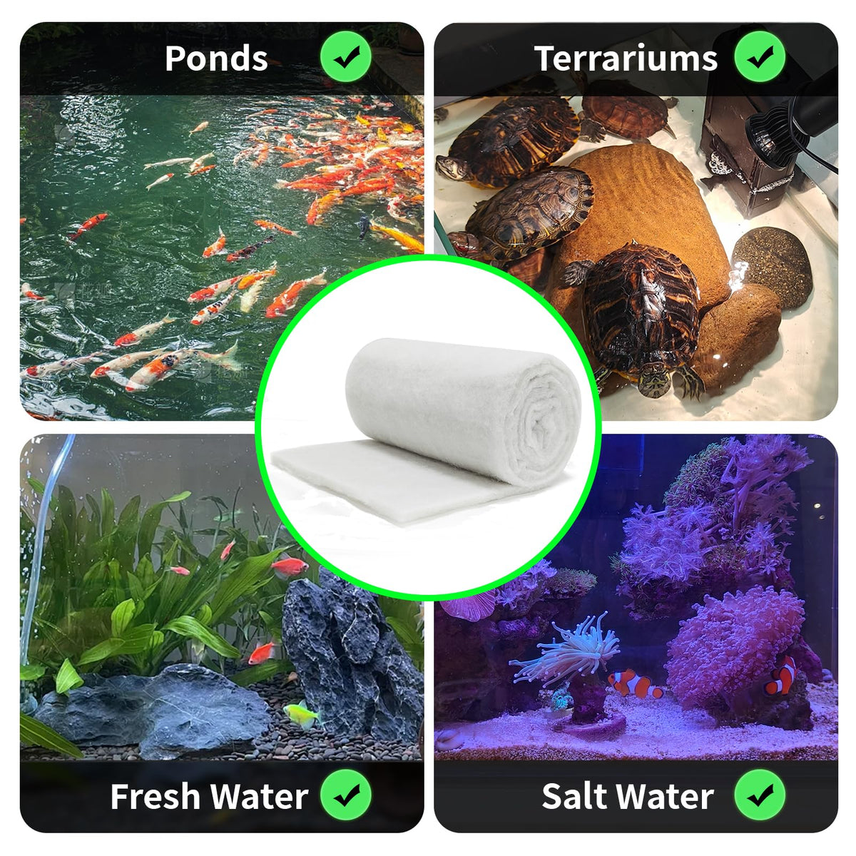 1'' Thick Aquarium Filter Floss 12"x 68" Poly Fiber Fish Tank Filter Media Water Polishing Filter Pad for Sump Canister Hang On Back Filter Cut to Size (12"x68")