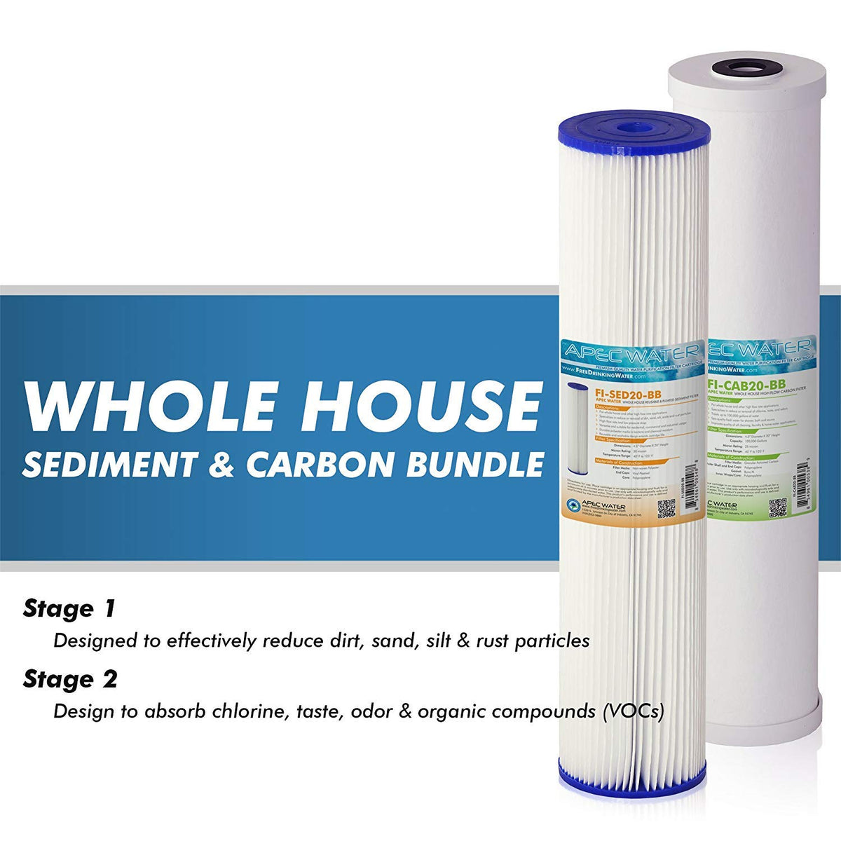 APEC 2 Stage Whole House Water Filter System with Sediment and Carbon Filters
