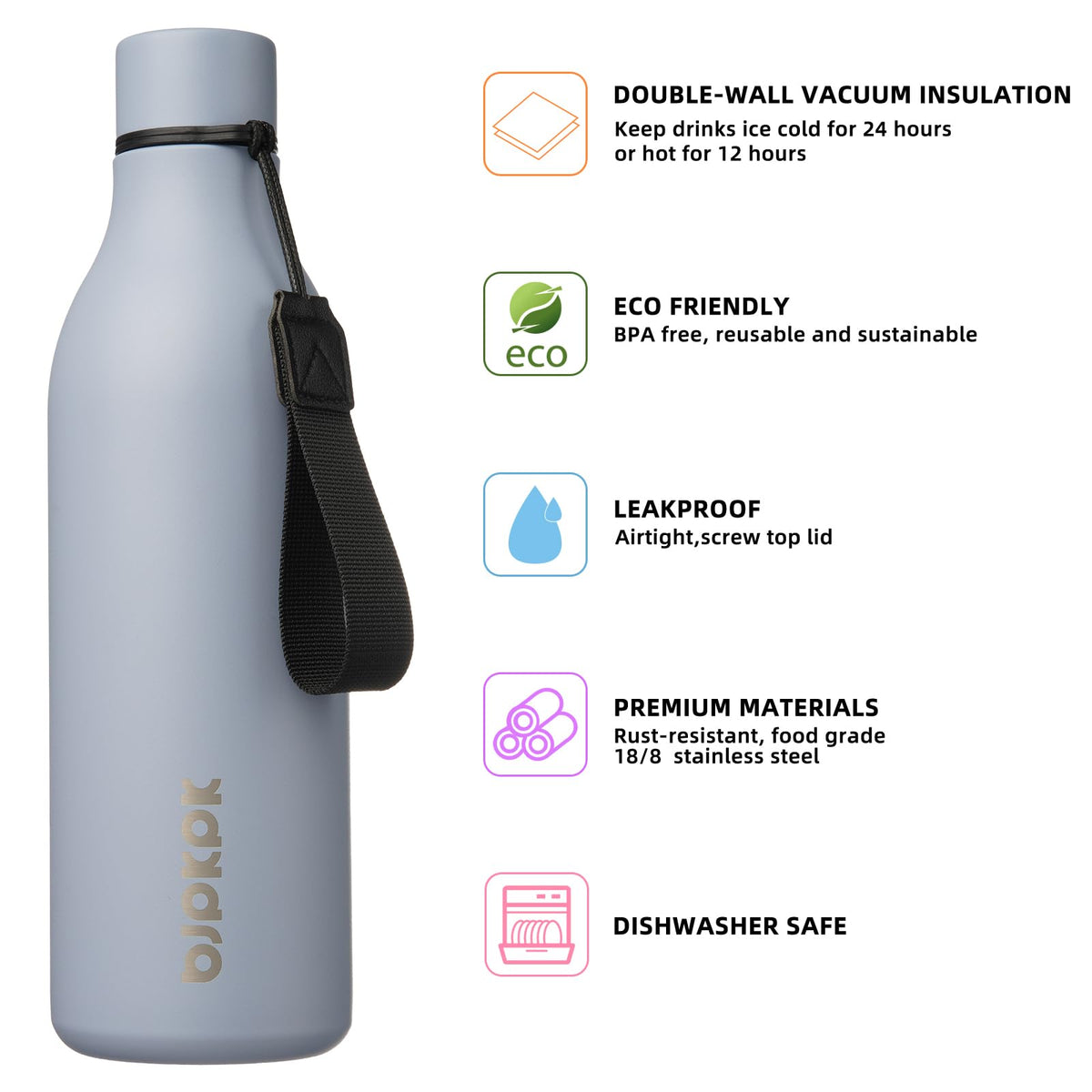 25oz Insulated Water Bottle (Mist Grey / 25 Ounces / 25oz)
