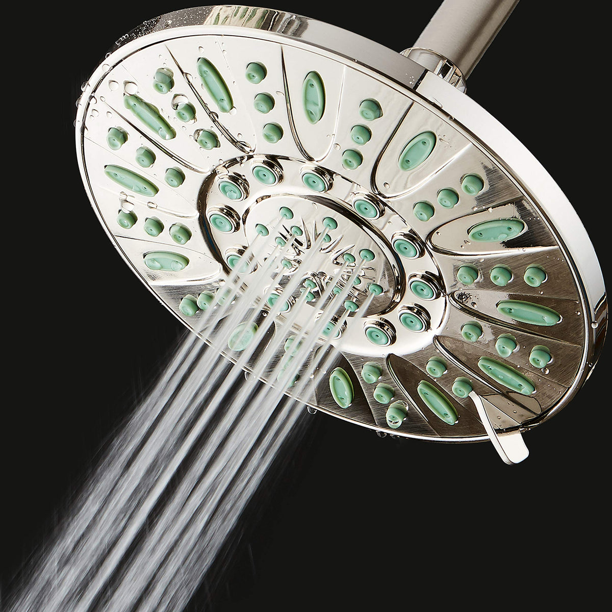 Antimicrobial High Pressure 6 (Brushed Nickel / Coral Green Jets)