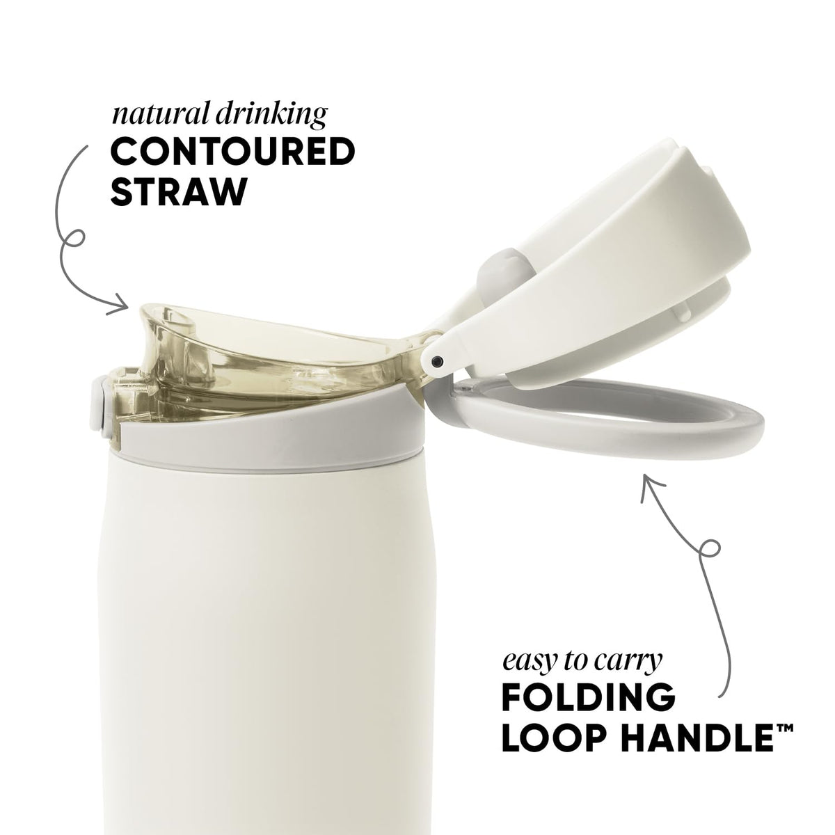 Water Bottle with Straw & Handle (24 Ounces / -Cashew)