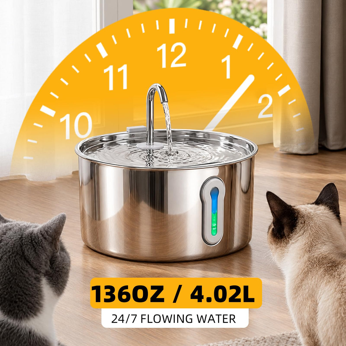 Stainless Steel Cat Water Fountain (4L)