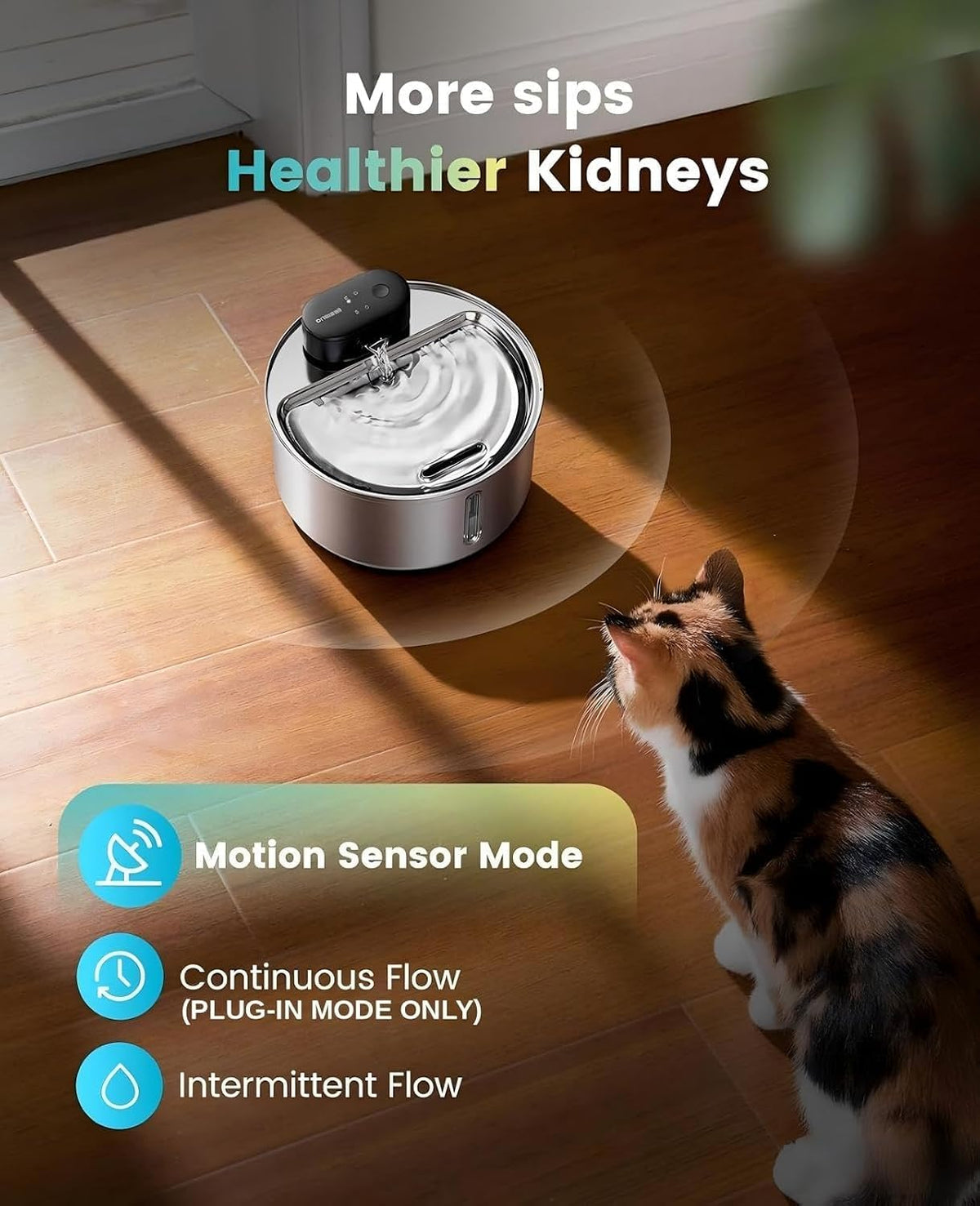 108oz 3.2L Wireless Stainless Steel Cat Water Fountain