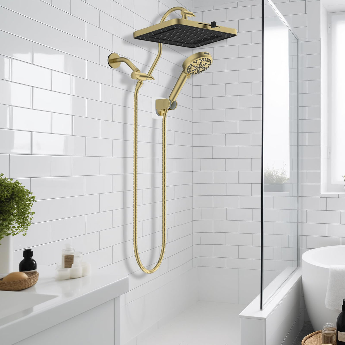 13'' 5 spray Rain Shower Head (Square 13'' / Brushed Gold)