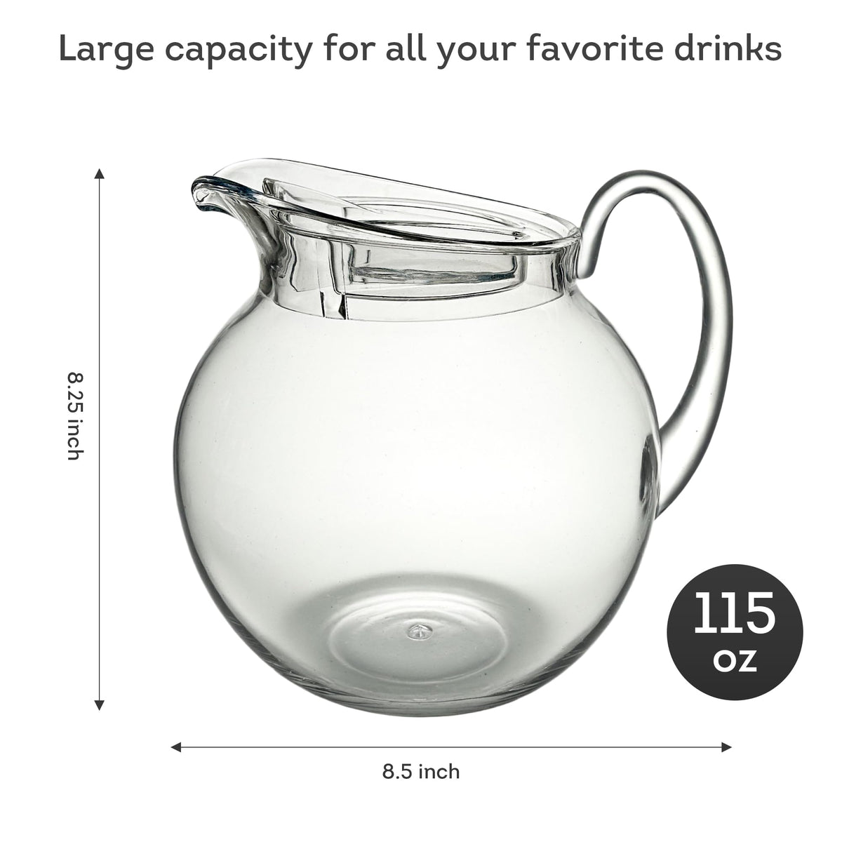 115 oz Shatterproof plastic pitcher with lid (With Lid(115oz))