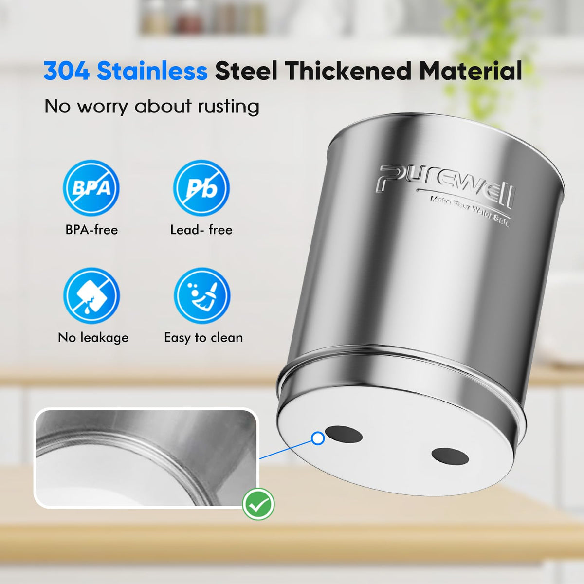 Upgraded 9 Stage Gravity Water Filter System with Water Level Window (Silver / Large)
