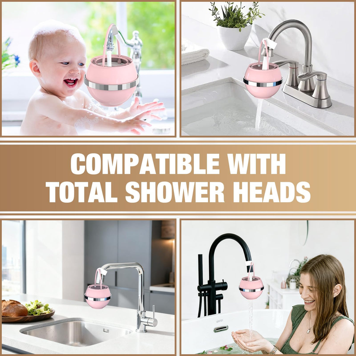 Bath Water Filter for Tub Faucet with Overflow (Enhanced KDF55 / Pink)