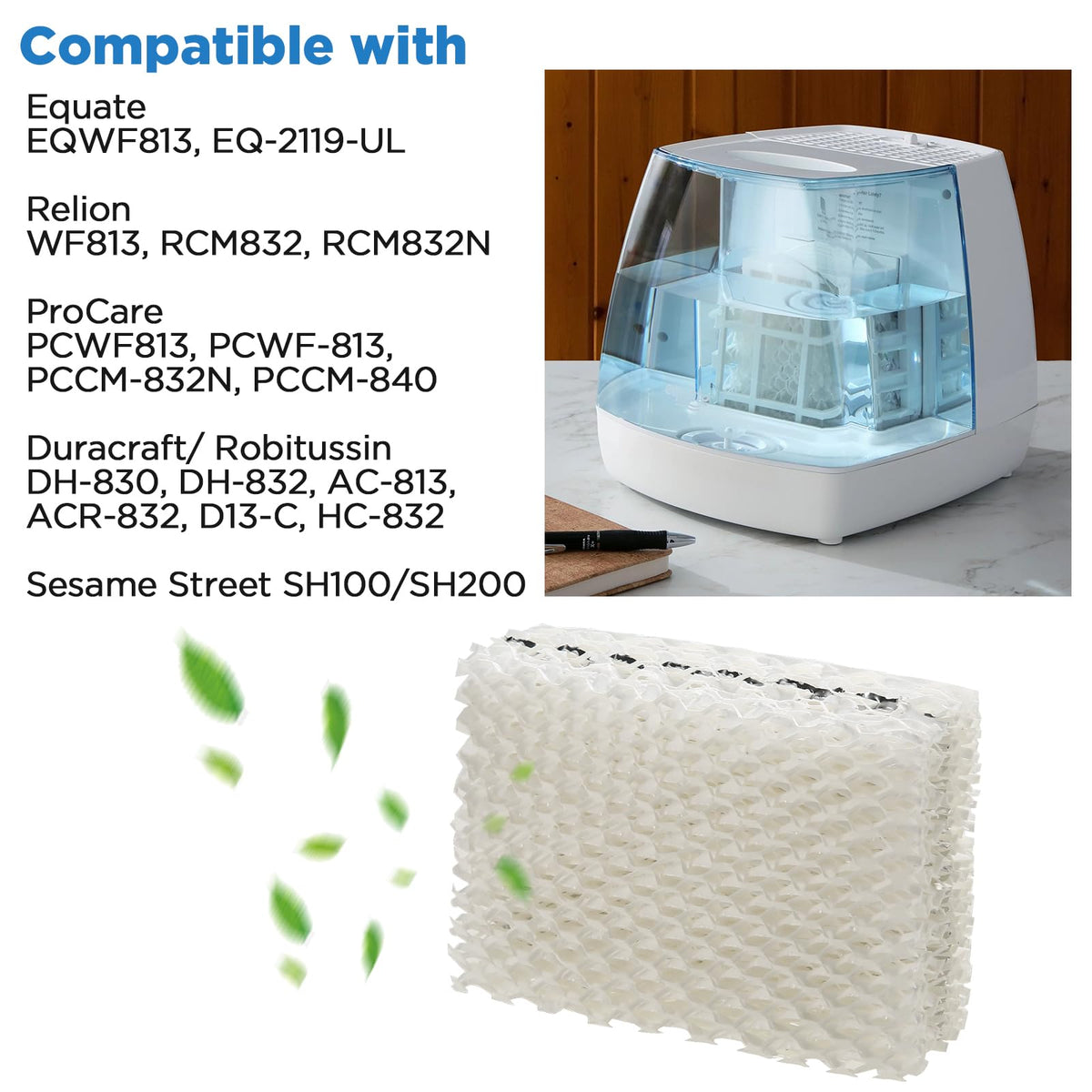Wf813 Eqwf813 Humidifier Filters Replacement for Equate Eqwf813 Eq (4-Pack)