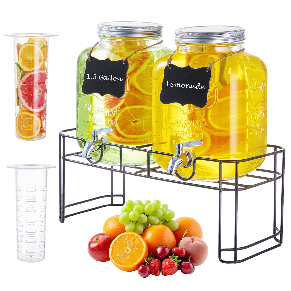 1.5 Gallon Glass Drink Dispensers for Parties
