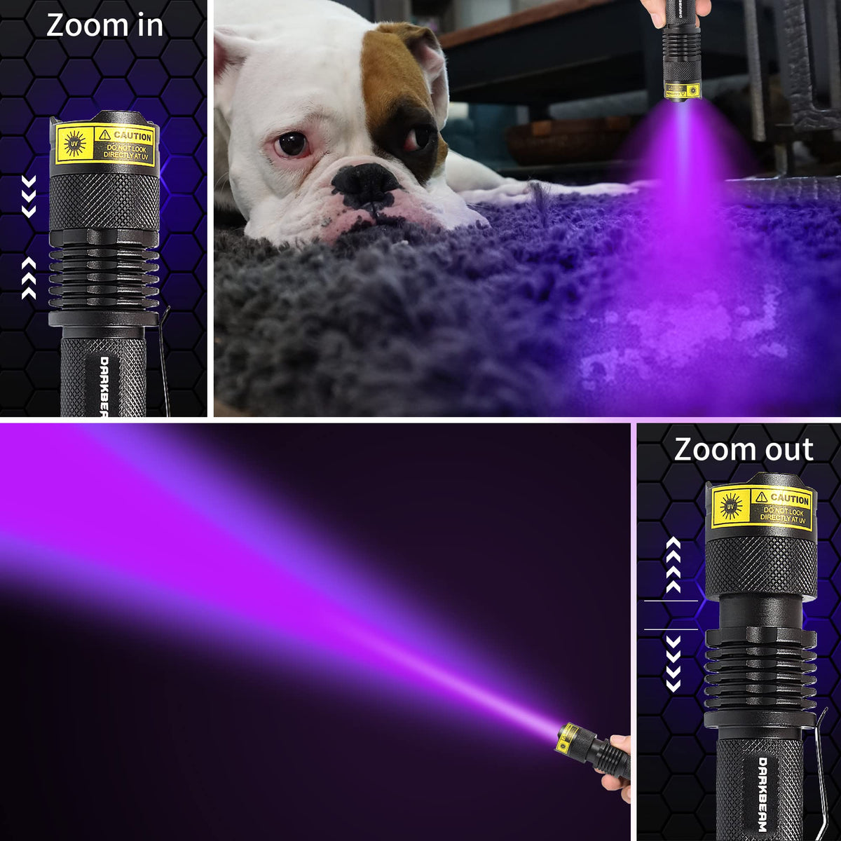 UV 395nm Flashlight Blacklight Wood's lamp Black Light Mini