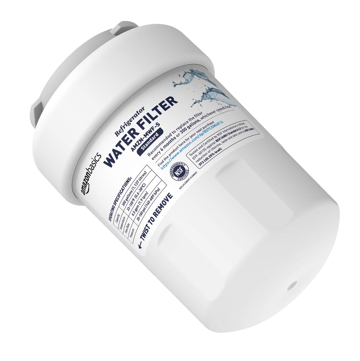 Replacement Water Filter Cartridge Compatible with GE MWF Refrigerator (Basic Tier / 2pcs)
