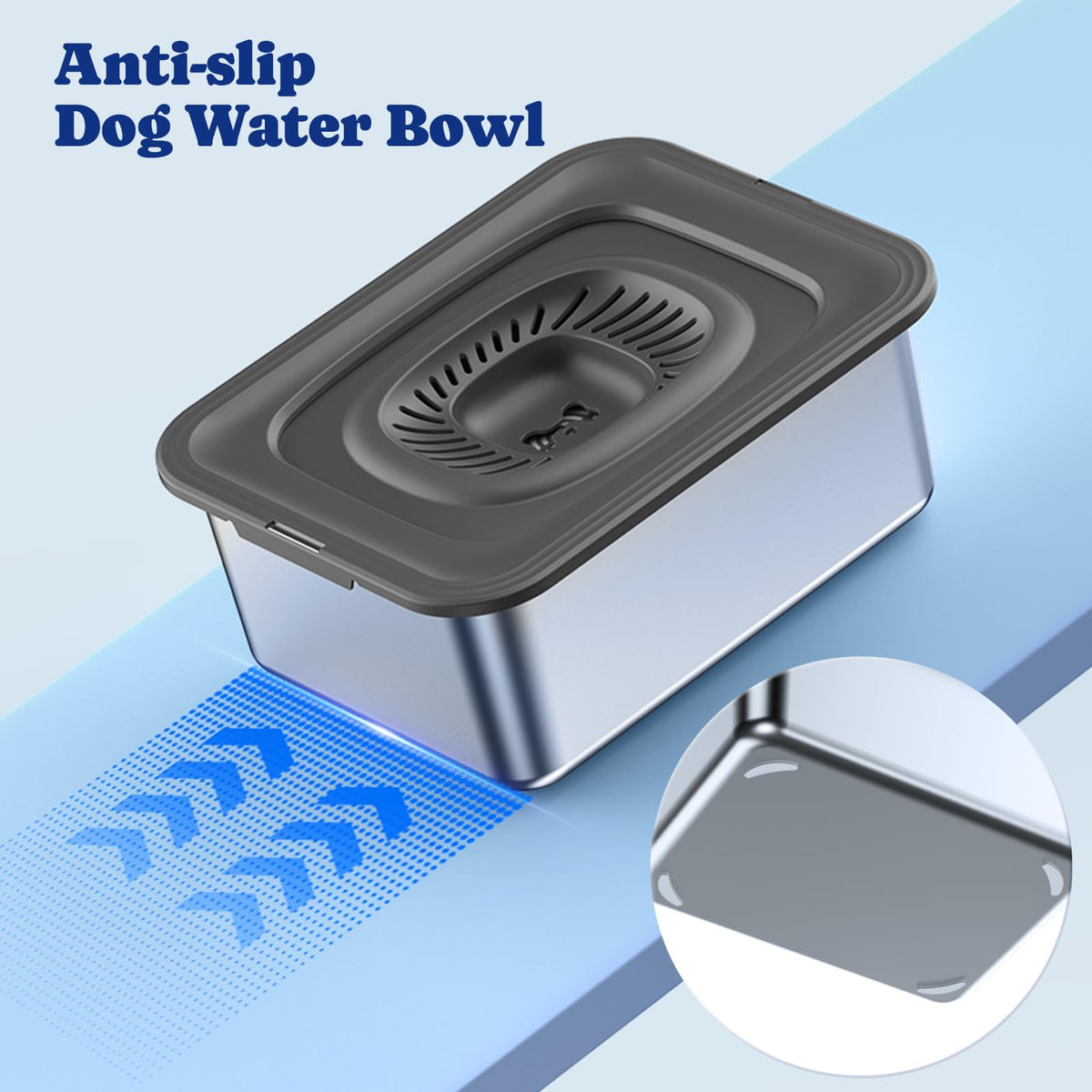 15L Dog Water Bowl No Spill with Slow Drinking Floating Disk (Gray / 15L)