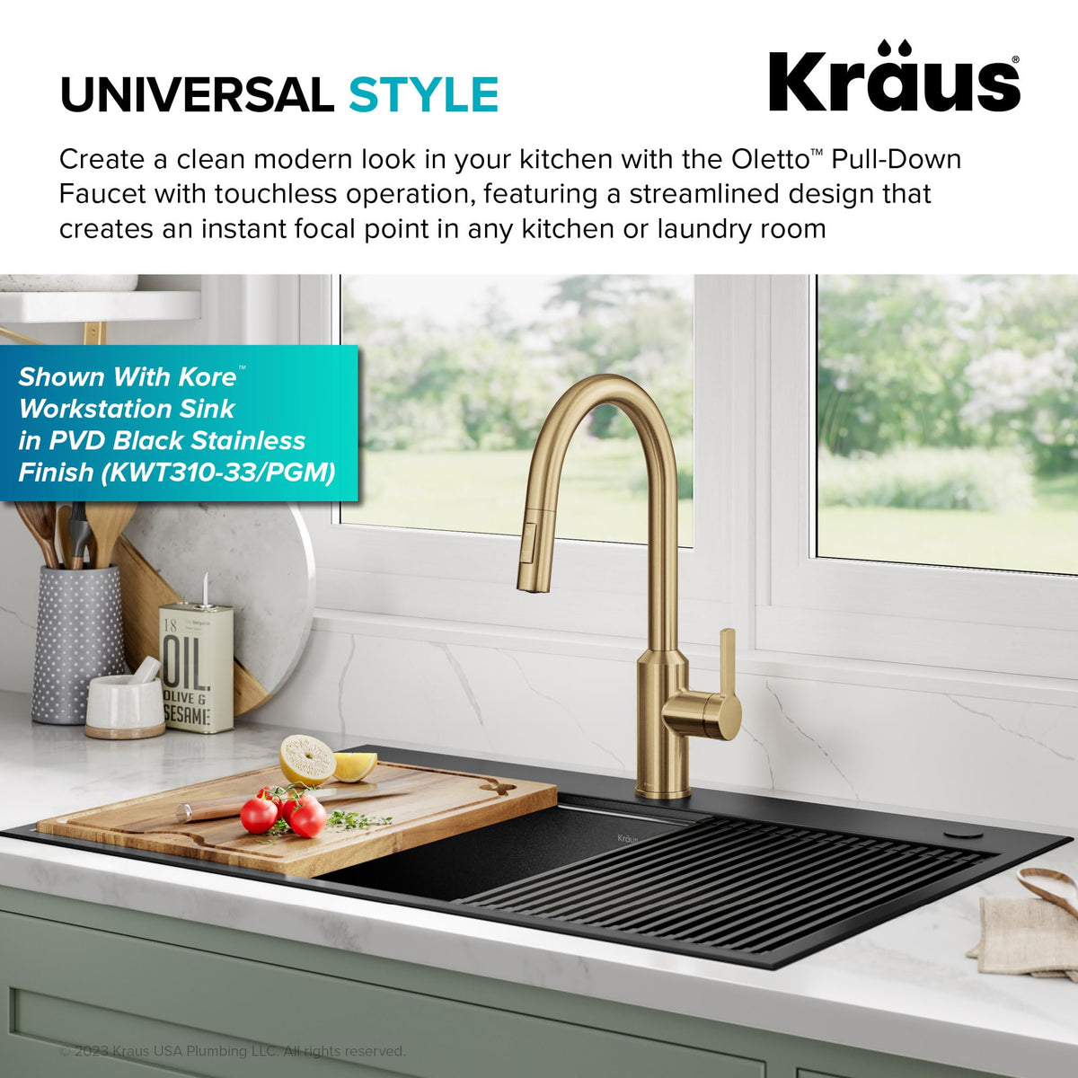 Brushed Brass Touchless Pull Down Kitchen Faucet KSF (Pull Down Touchless Faucet / Brushed Bronze)