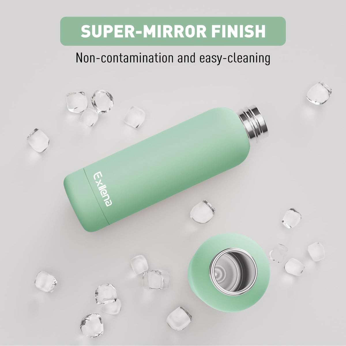 Slim Insulated Water Bottles for Travel 18oz with Clip (500 ml / Mint)