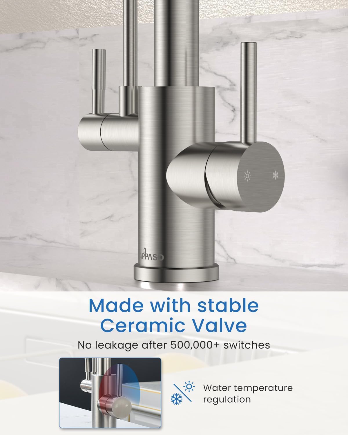 3 in 1 Kitchen Faucet with Water Filter Brushed Nickel (260-Brushed Nickel)