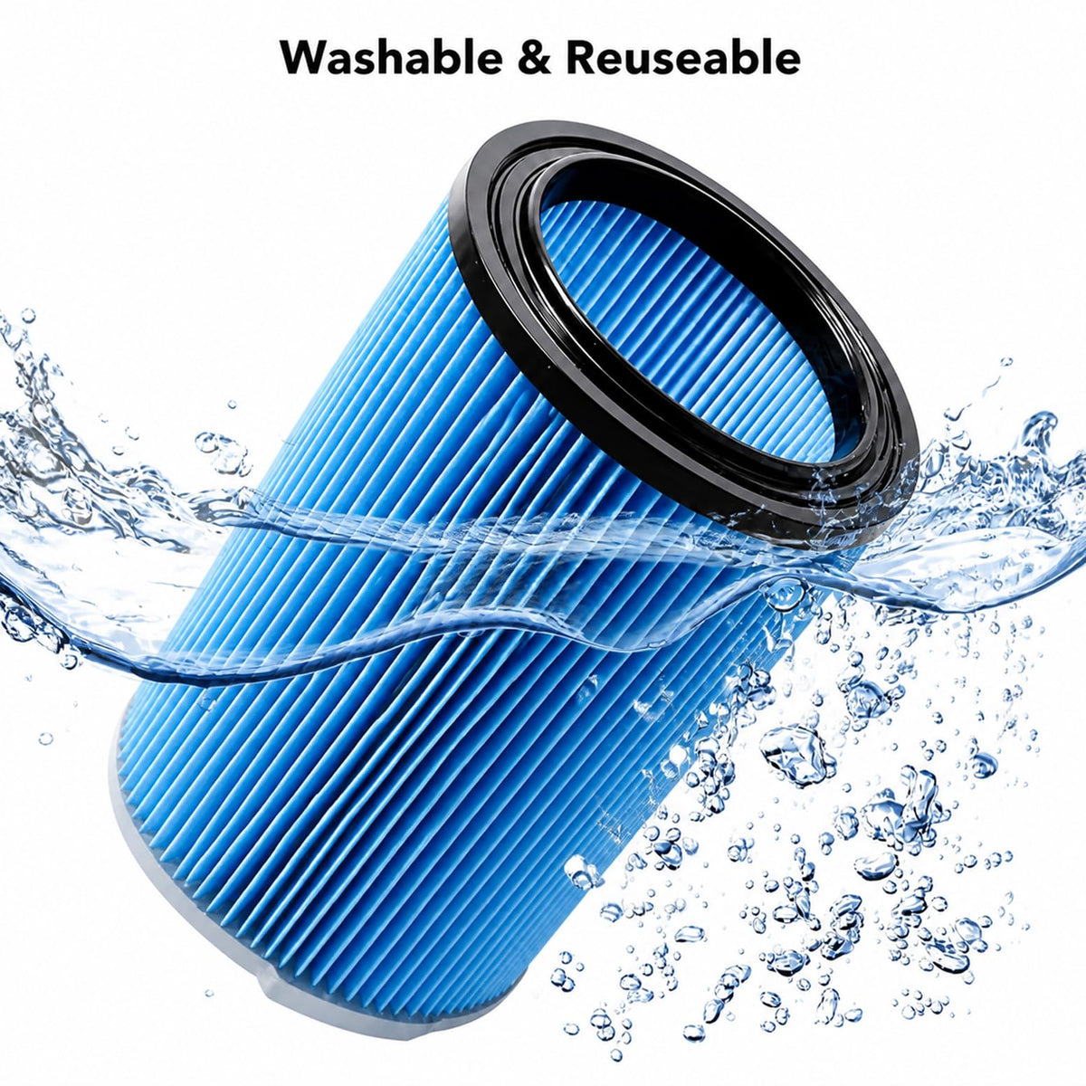 VF5000 Replacement Filter for Ridgid Shop Vac 6 (M 2 Pcs Filters & 2 Pcs Bags / Blue VF5000)