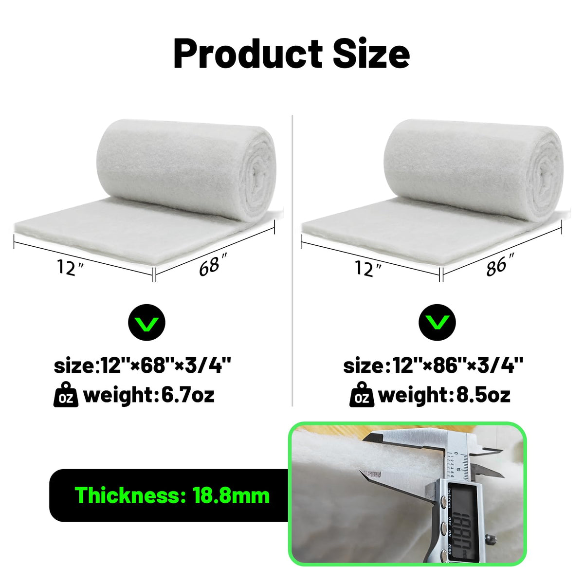 1'' Thick Aquarium Filter Floss 12"x 68" Poly Fiber Fish Tank Filter Media Water Polishing Filter Pad for Sump Canister Hang On Back Filter Cut to Size (12"x68")